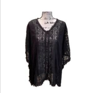 Pure Semi Sheer Black bathing suit, swimsuit Cover Up Top Size S/M